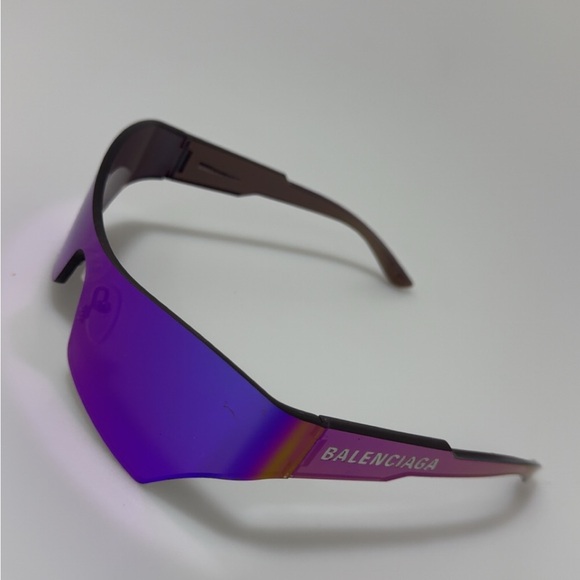 Balenciaga Mirrored Shield Sunglasses Blue Multi - Picture 3 of 10